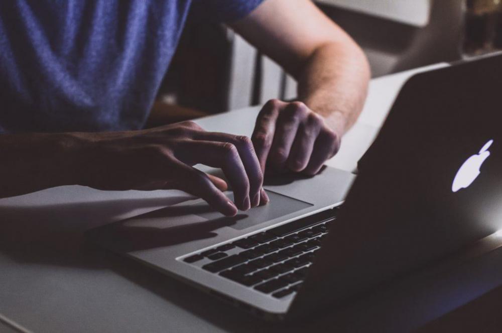 Man Typing Laptop Office Desk MacBook Free Photo Man Typing Laptop Office Desk MacBook Free Photo