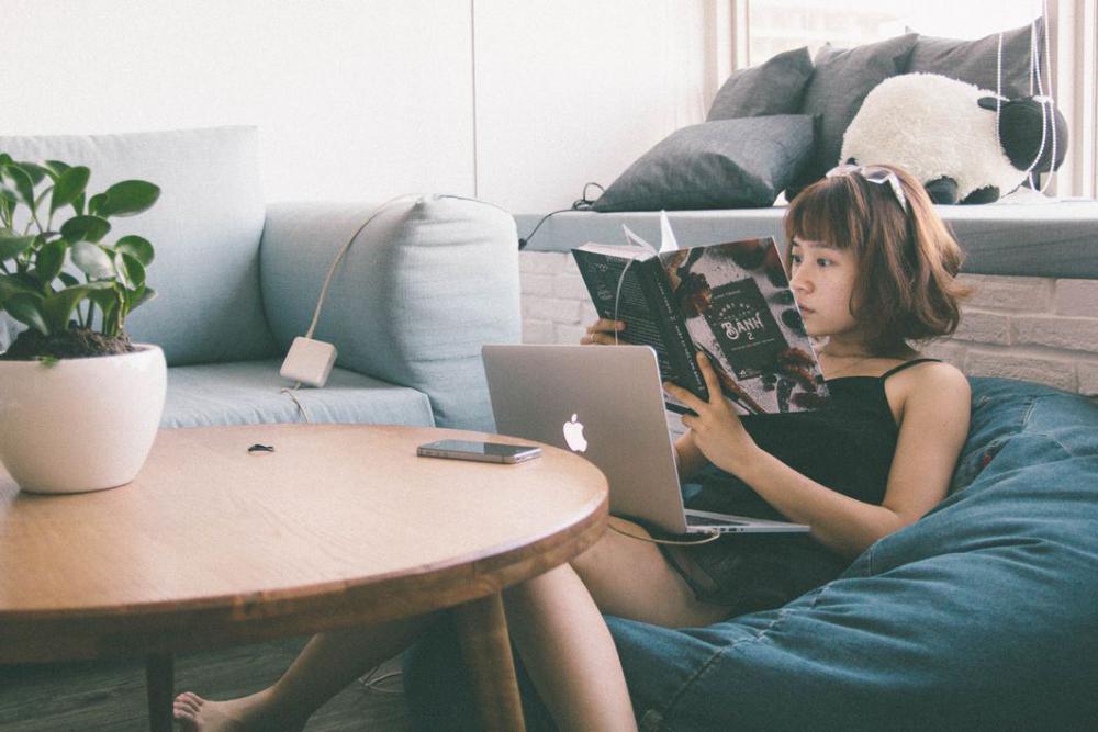 Woman on Beanbag Reading Book Free Photo Woman on Beanbag Reading Book Free Photo