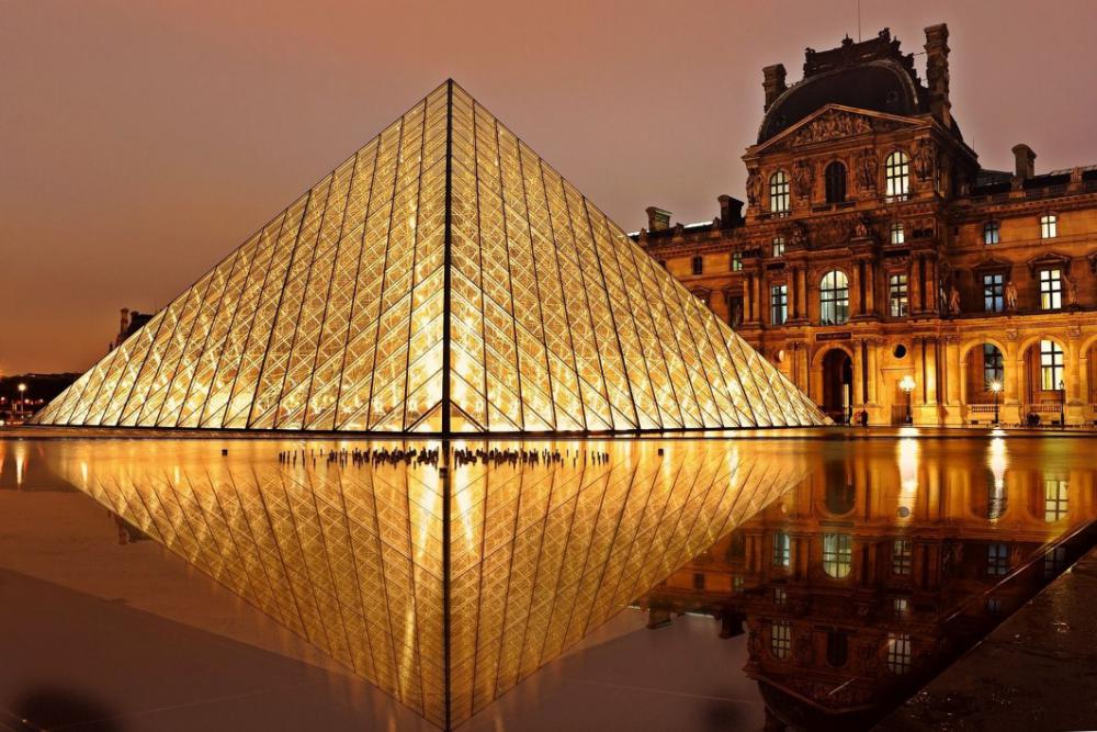 Louvre Pyramid Lights Night Free Photo Louvre Pyramid Lights Night Free Photo