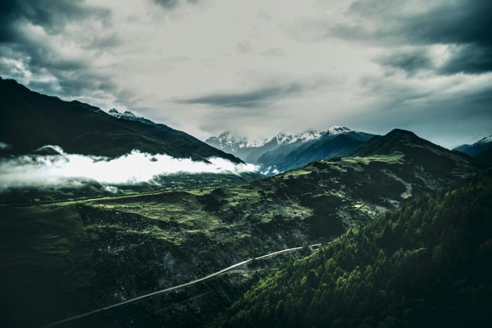 Green Hills Snow Mountain Road Clouds Free Photo Green Hills Snow Mountain Road Clouds Free Photo