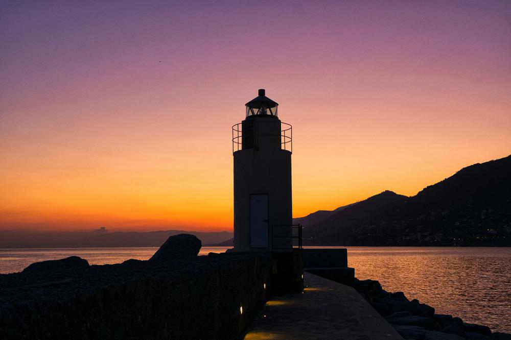 Camogli Sunset Landscape Italy Evening Sky Color Camogli Sunset Landscape Italy Evening Sky Color