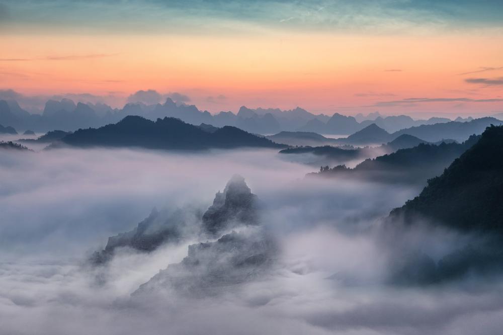 Landscape Mountain Fog Sunset Sky Clouds Landscape Mountain Fog Sunset Sky Clouds