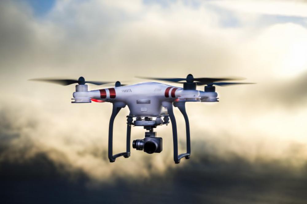 Getting close to a drone with stormy skies Getting close to a drone with stormy skies