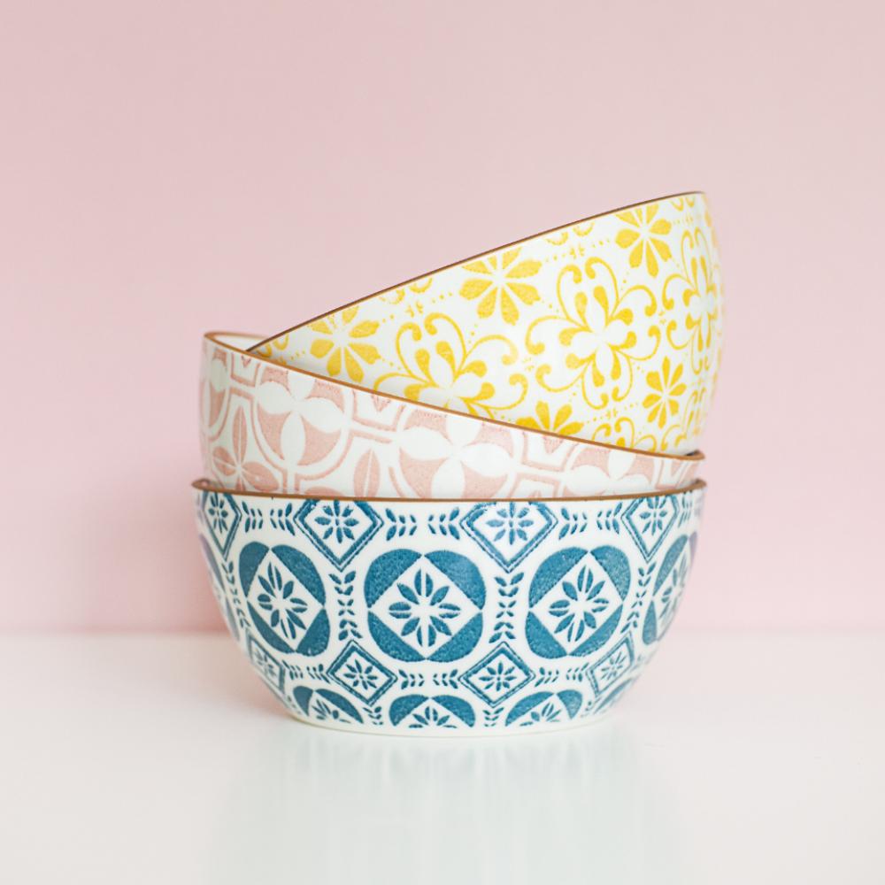 stacked bowls colorful yellow pink stacked bowls colorful yellow pink
