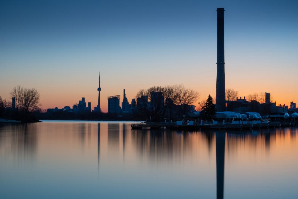 Toronto Skyline At Sunset Reflecting Into Waterfront Photo Toronto Skyline At Sunset Reflecting Into Waterfront Photo