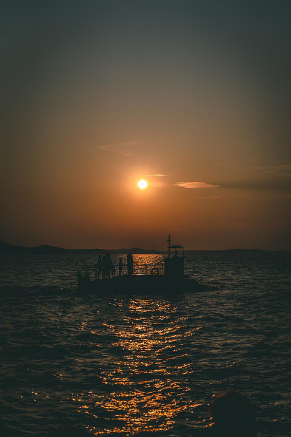 Sunset Zadar Croatia Sea Summer Sky Ship Clouds Sunset Zadar Croatia Sea Summer Sky Ship Clouds