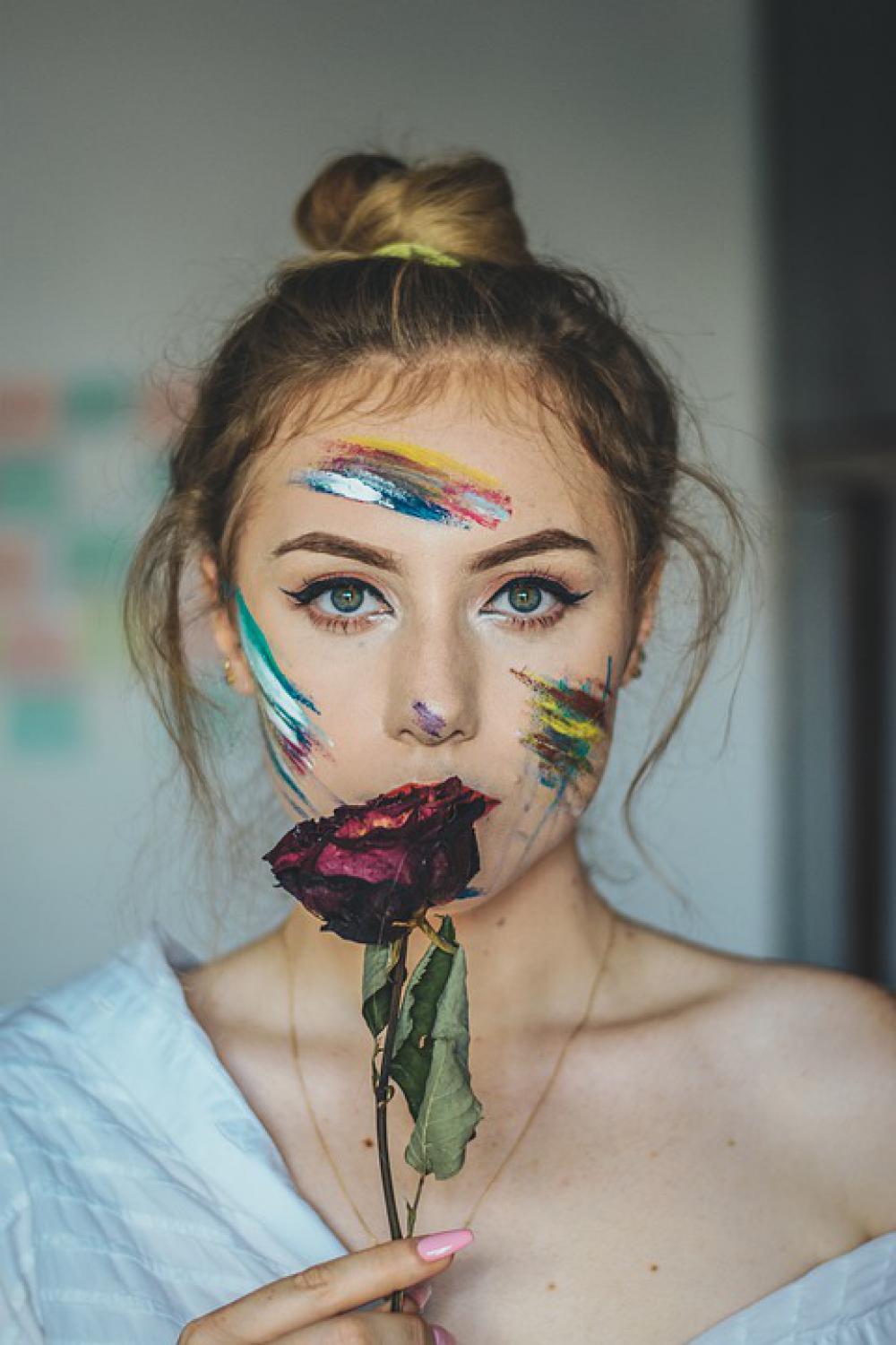 Rose Eyes Portrait Woman Person Makeup Flowers Rose Eyes Portrait Woman Person Makeup Flowers
