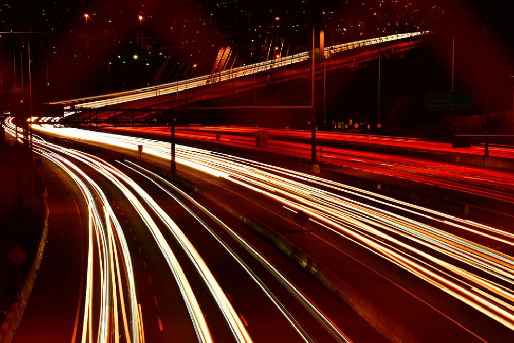 Night Traffic Suspension Bridge Travel Picturesque Night Traffic Suspension Bridge Travel Picturesque