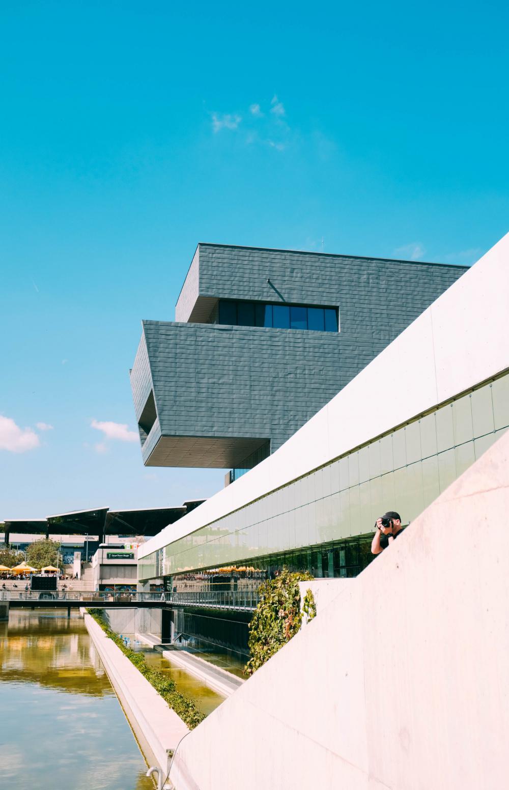 Modern Building And Photographer Photo Modern Building And Photographer Photo