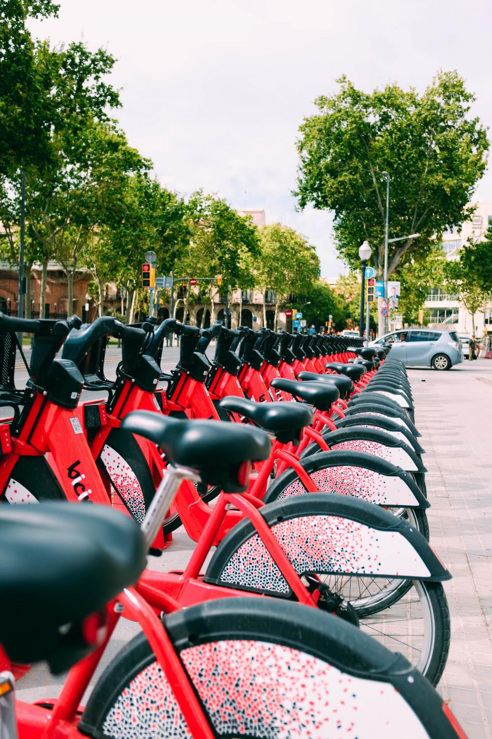 Red Public Bicycles Photo Red Public Bicycles Photo