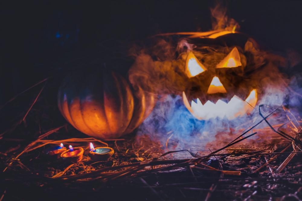 Spooky Pumpkins With Smoke Photo Spooky Pumpkins With Smoke Photo