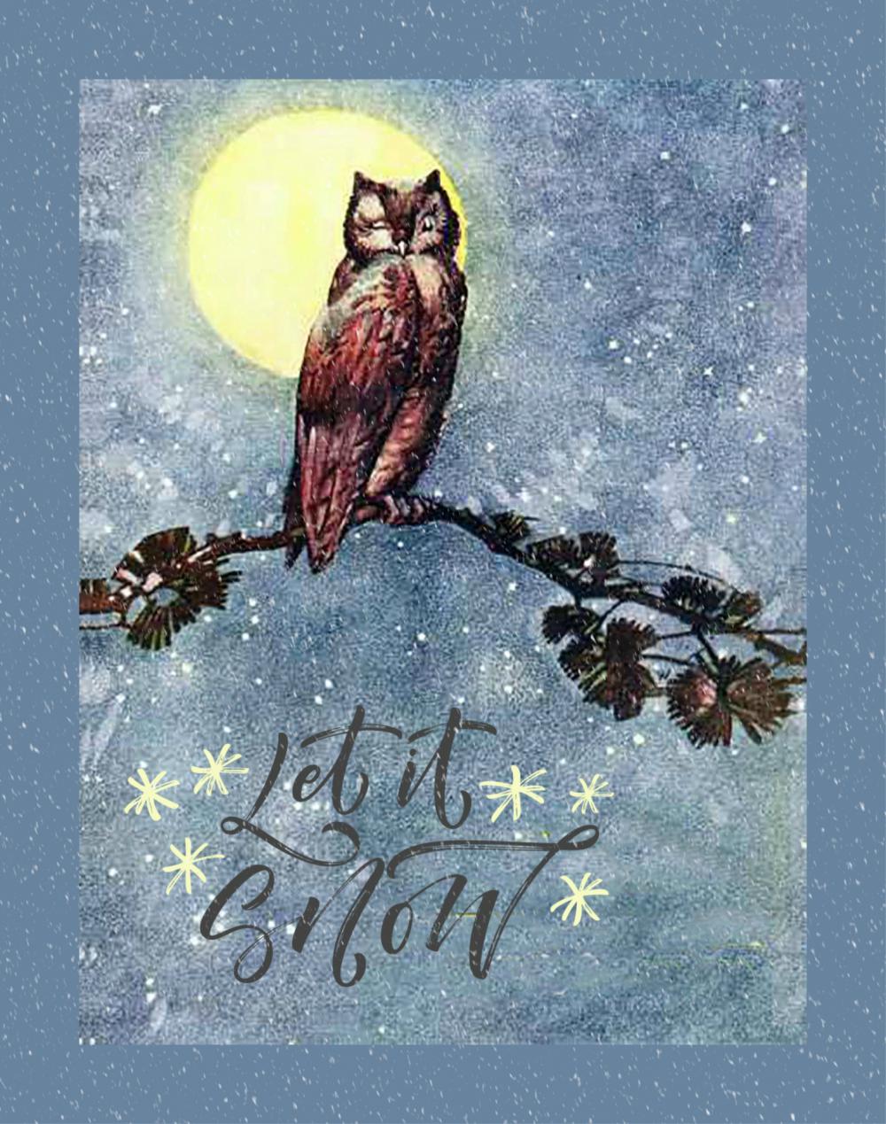 Vintage Owl Winter Poster Vintage Owl Winter Poster