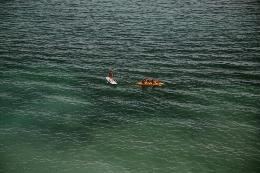 Adventurists Paddle On Open Green Water Photo Adventurists Paddle On Open Green Water Photo