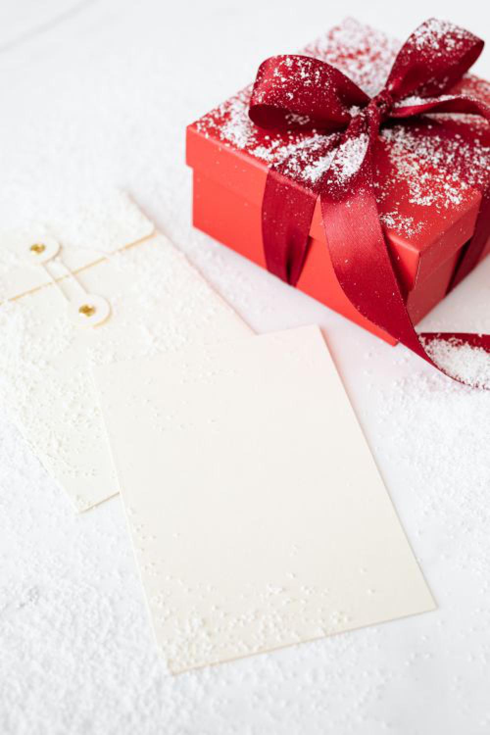 Red Christmas Gift and Empty Card Red Christmas Gift and Empty Card