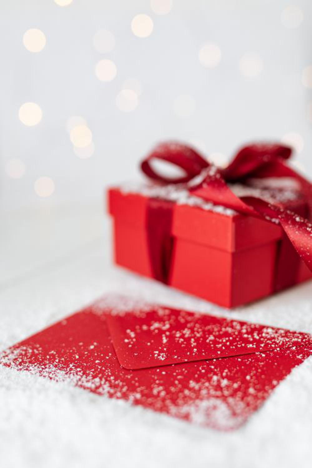 Red Christmas Gift and Empty Card Red Christmas Gift and Empty Card