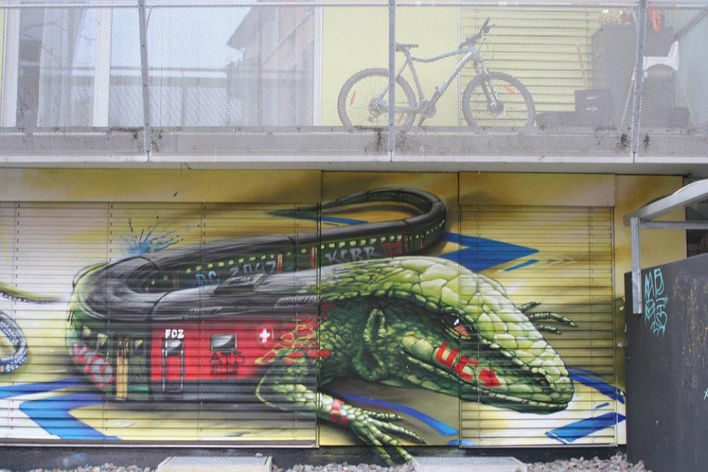 Train Bike Facade Art Road Balcony Lizard Train Bike Facade Art Road Balcony Lizard