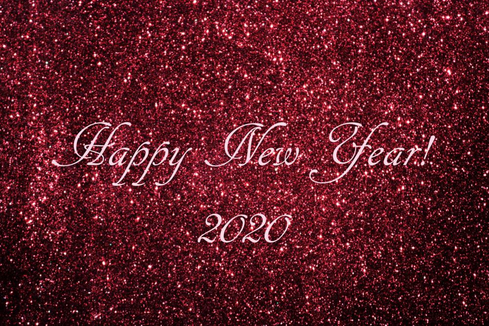 Happy New Year On Burgundy Glitter Happy New Year On Burgundy Glitter