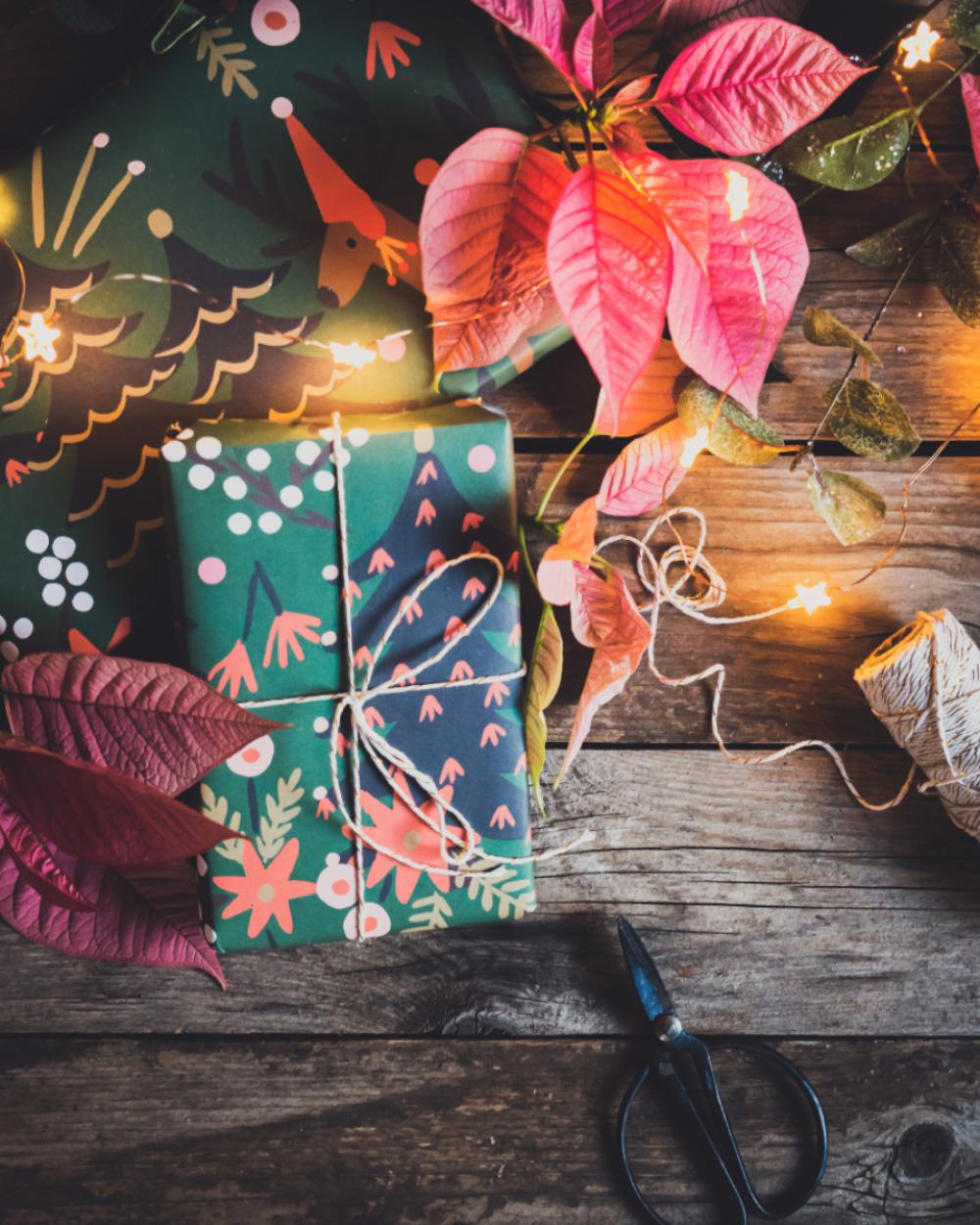 seasonal background present flat lay christmas seasonal background present flat lay christmas