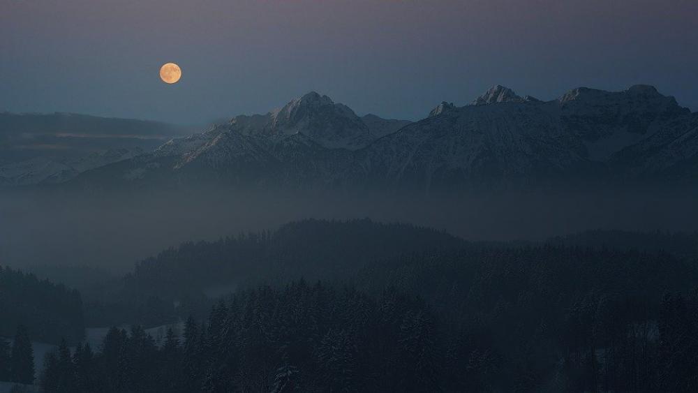 Night Moon Allgäu Mountains Alpine Landscape Night Moon Allgäu Mountains Alpine Landscape