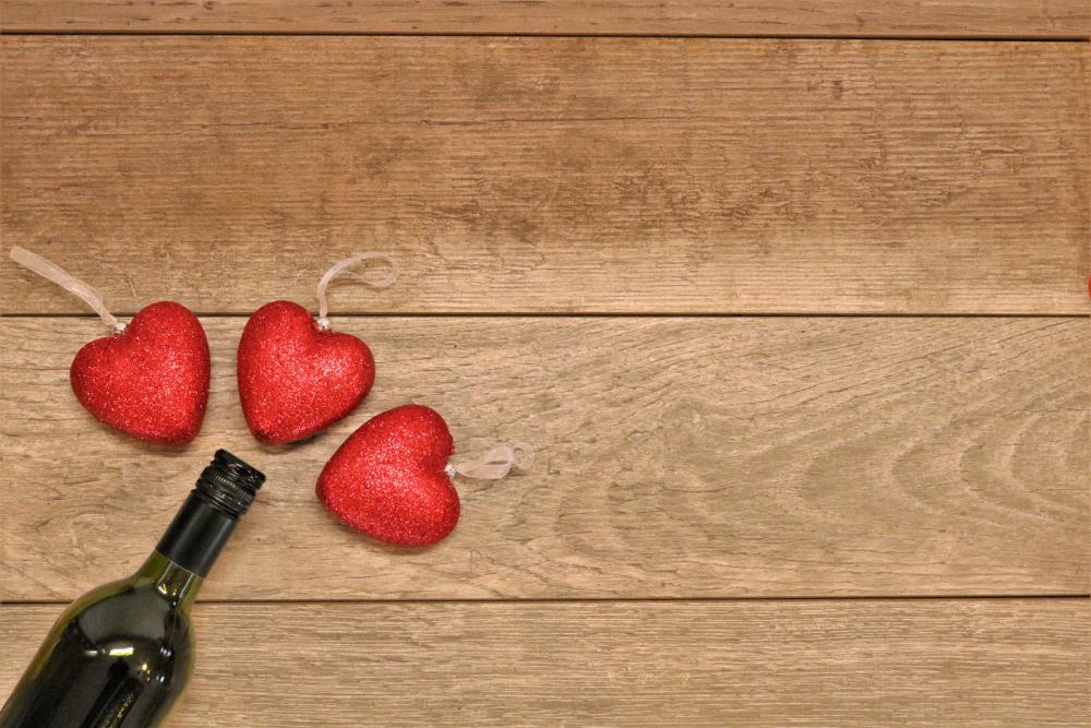 Red Hearts And Wine Bottle Red Hearts And Wine Bottle