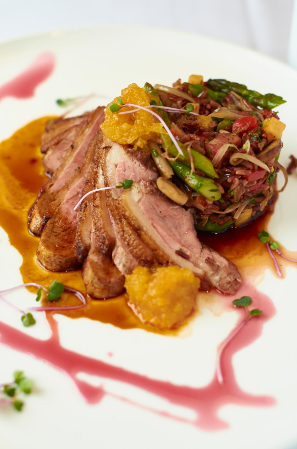 gourmet food plate roasted duck gourmet food plate roasted duck