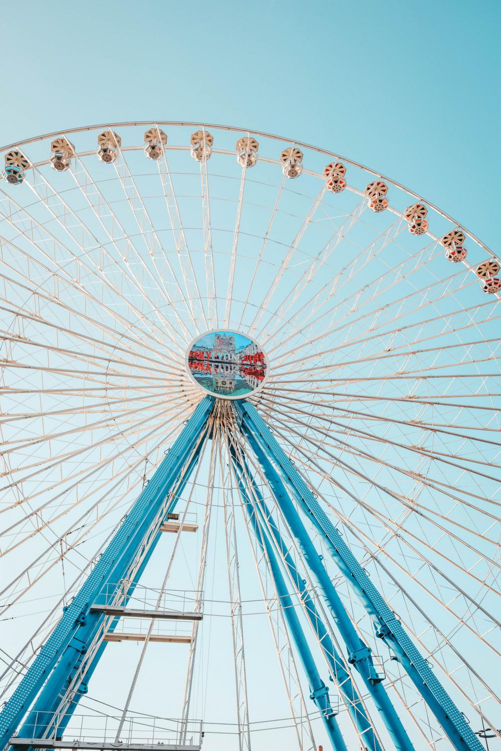 Blue And White Ferris Wheel Photo Blue And White Ferris Wheel Photo