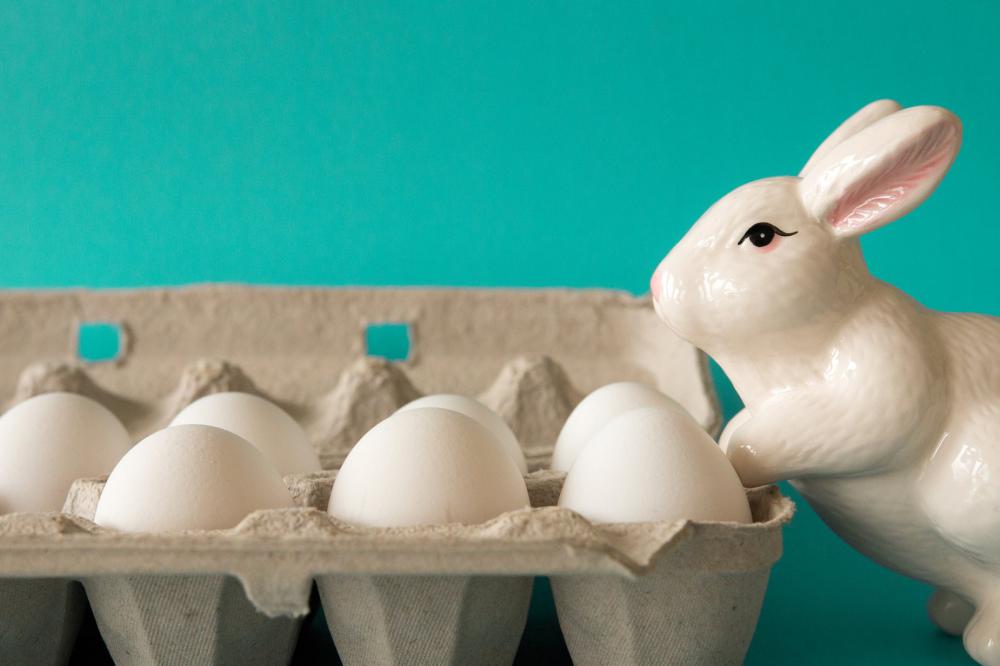 Bunny Statue Watches Eggs Photo Bunny Statue Watches Eggs Photo