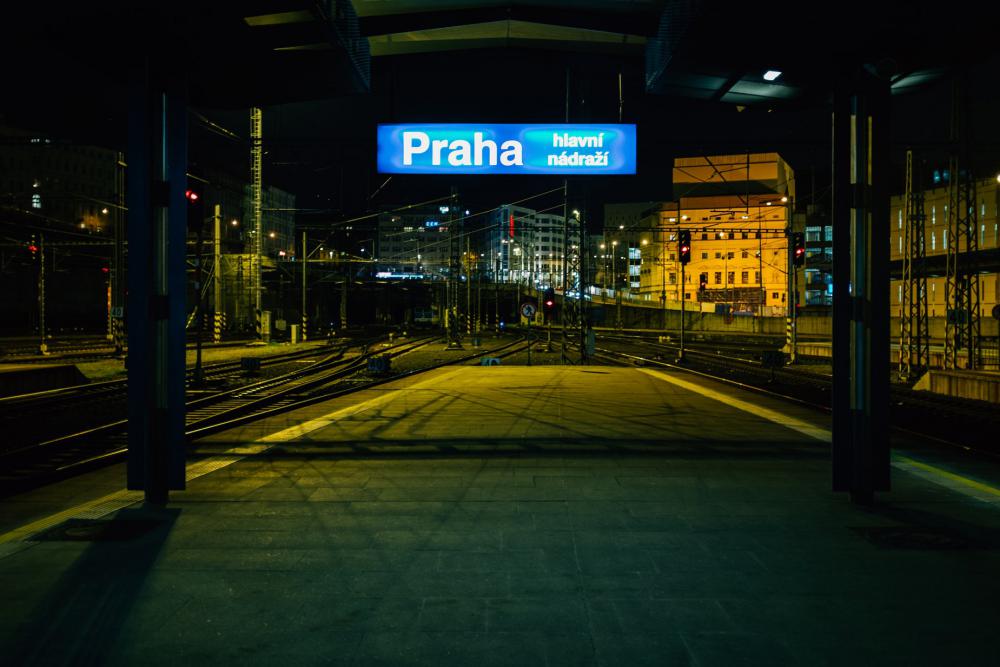 Prague Train Station At Night Photo Prague Train Station At Night Photo