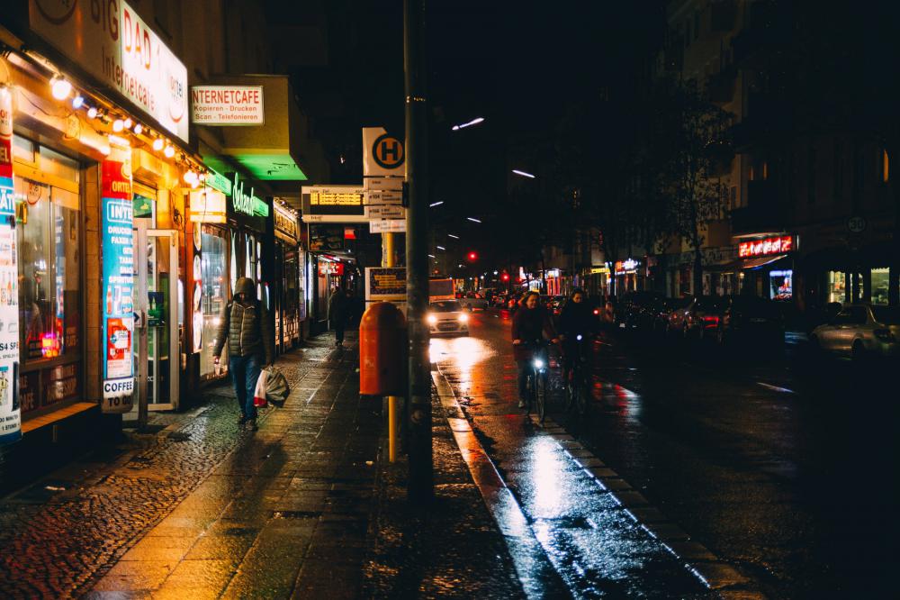A Busy Street At Night Photo A Busy Street At Night Photo