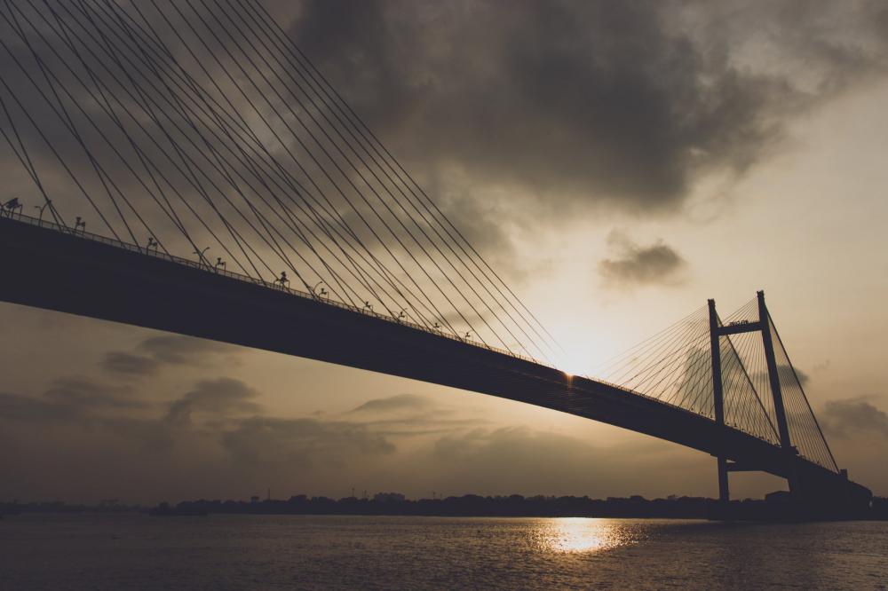 Cable Bridge At Sunset Photo Cable Bridge At Sunset Photo