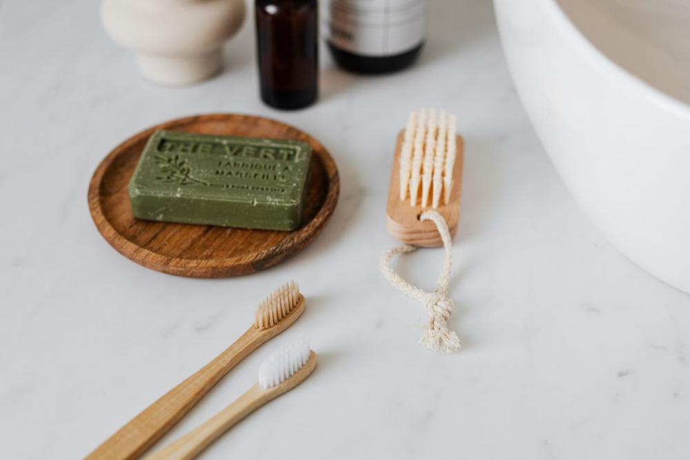 Olive soap on a wooden tray Olive soap on a wooden tray
