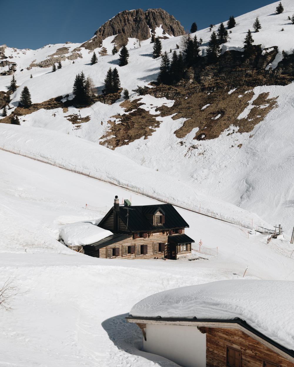 House At The Foot Of Snowy Mountain Photo House At The Foot Of Snowy Mountain Photo
