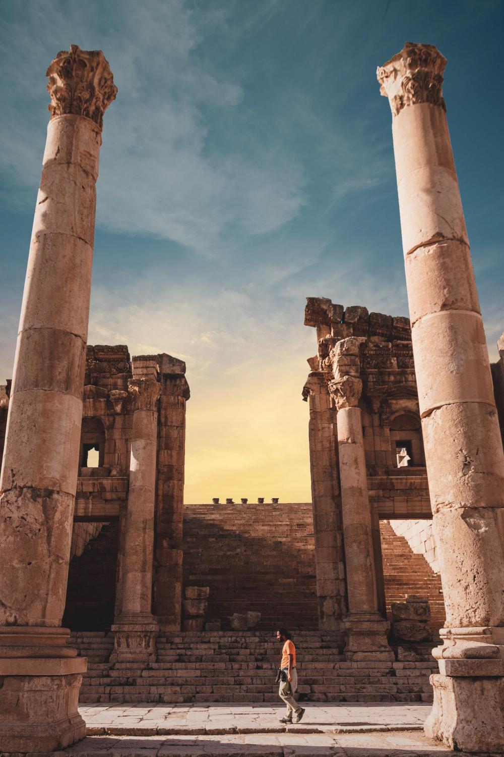 Tall Pillars Within The Ruins Of Jerash Museum Photo Tall Pillars Within The Ruins Of Jerash Museum Photo