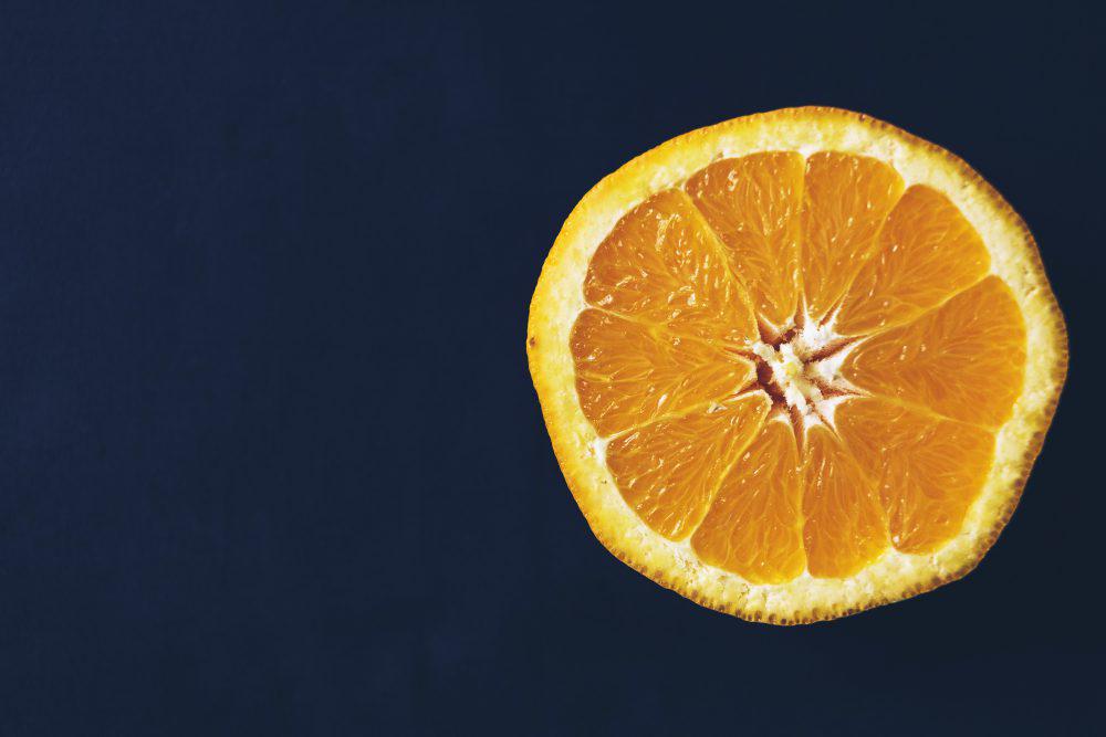 An orange cut in half An orange cut in half