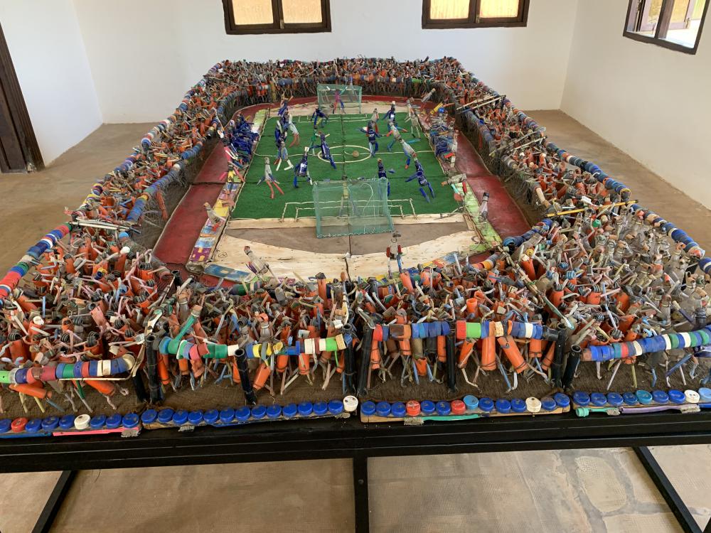 people, crowd, soccer, football, stadium, art, museum, exhibition, cardboard model people, crowd, soccer, football, stadium, art, museum, exhibition, cardboard model