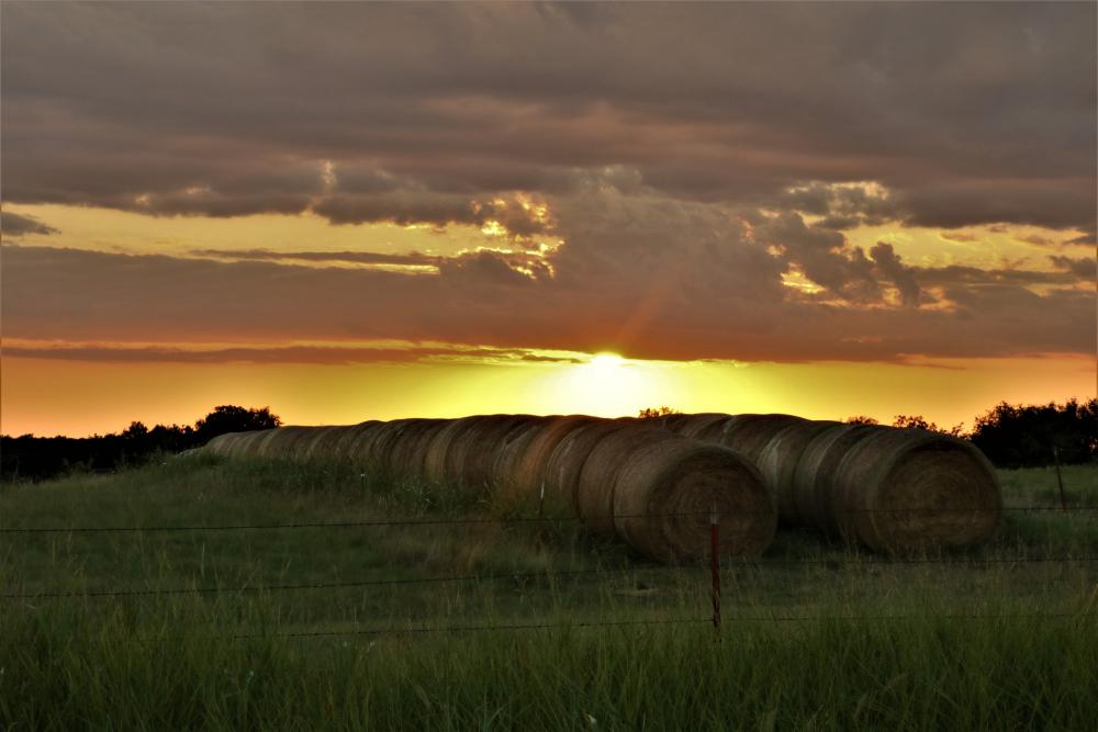 Sunset Over Hay Bales Sunset Over Hay Bales