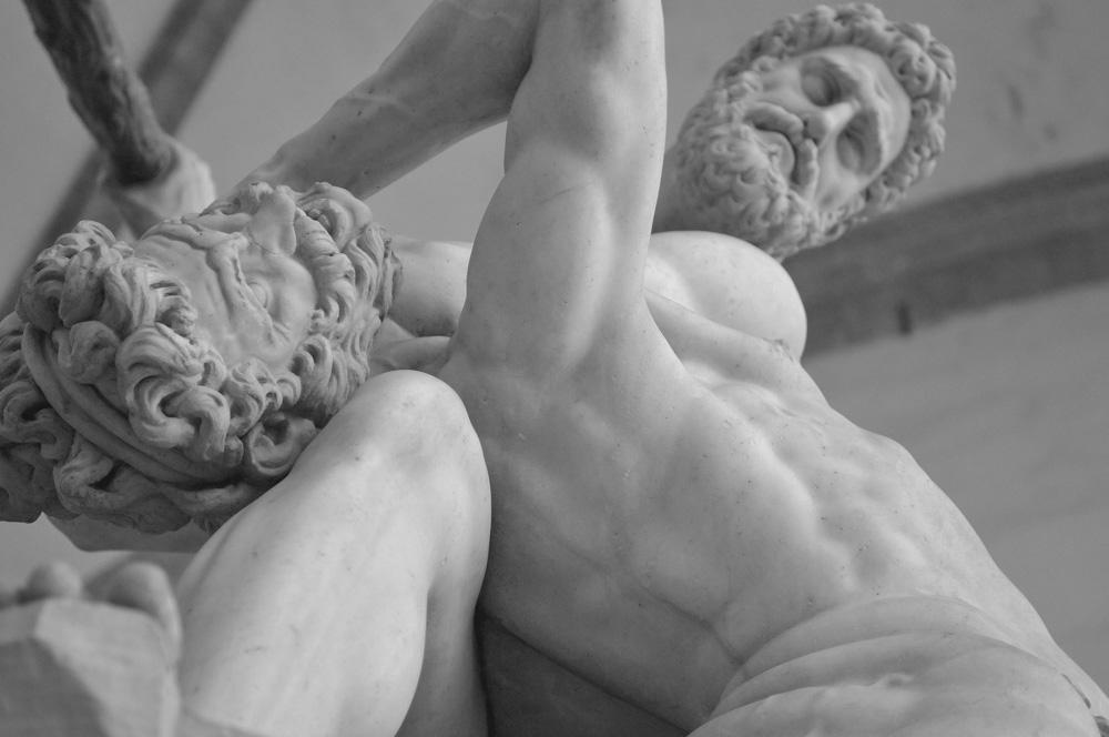 Two Male Stone Sculptures In Florence Two Male Stone Sculptures In Florence