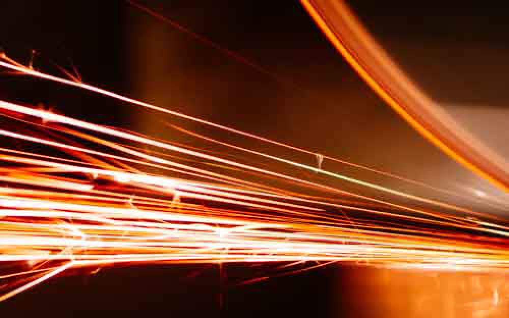 Bright Orange Sparks From Grinder Bright Orange Sparks From Grinder