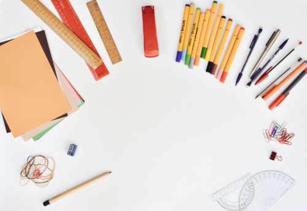 Lost of Creative Stationary On White Desk Lost of Creative Stationary On White Desk