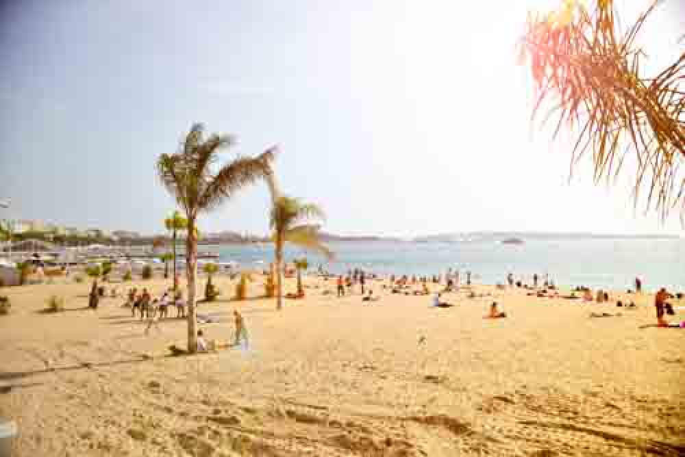 Sunny European Beach With People Sunny European Beach With People