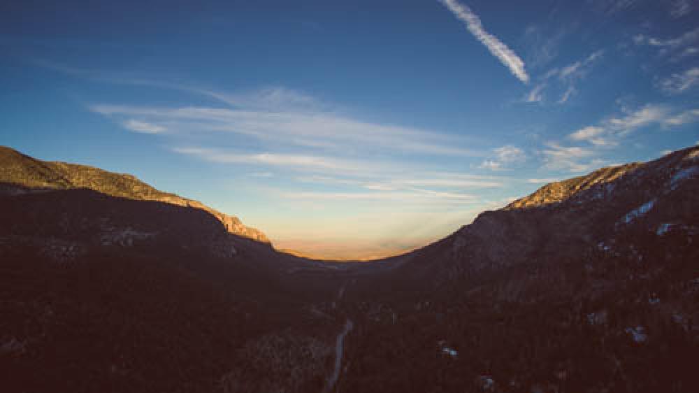 Beautiful Mountains At Sunset With Blue Sky Beautiful Mountains At Sunset With Blue Sky