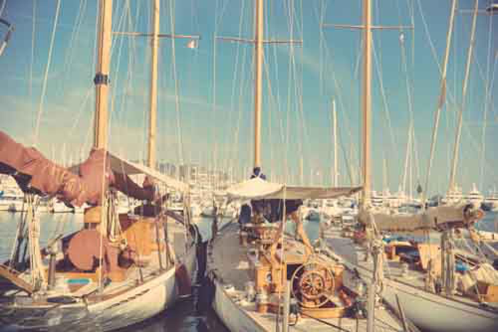 Many Sailing Yachts In Marina With Sun Many Sailing Yachts In Marina With Sun