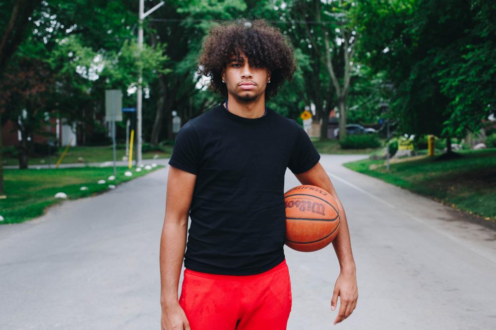 Man Stands With His Basketball Photo Man Stands With His Basketball Photo