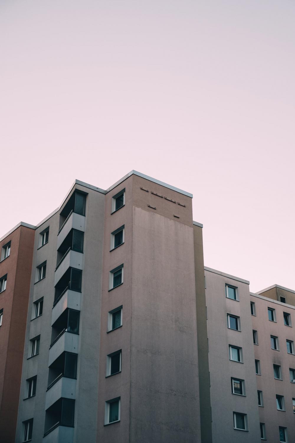 Apartment Building Below Pink Sky Photo Apartment Building Below Pink Sky Photo