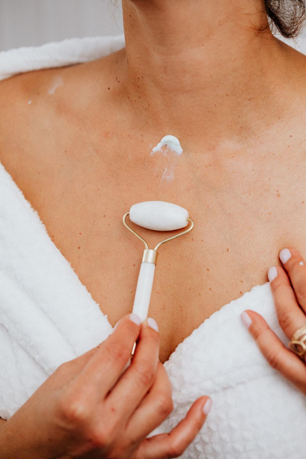 Skincare routine - Middle-Aged Woman in Bathroom Skincare routine - Middle-Aged Woman in Bathroom
