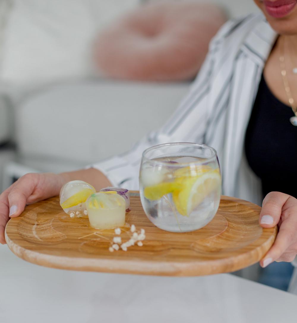 Cocktail With Lemon And Decorated Ice Cubes Photo Cocktail With Lemon And Decorated Ice Cubes Photo