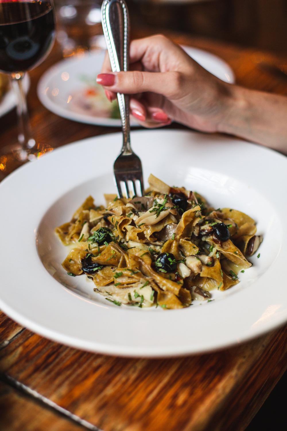 Gourmet Pasta In White Bowl Photo Gourmet Pasta In White Bowl Photo