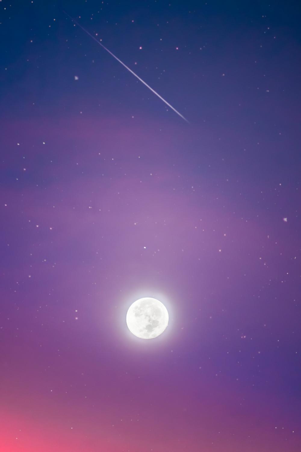 Full Moon In A Colorful Sky Photo Full Moon In A Colorful Sky Photo