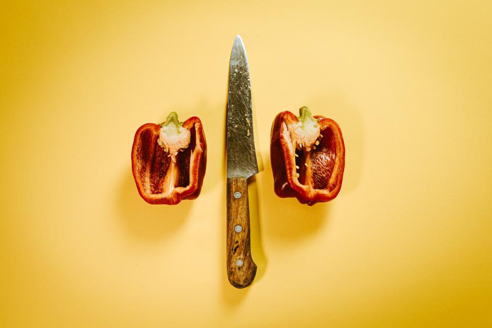 Knife And Half A Bell Pepper Photo Knife And Half A Bell Pepper Photo