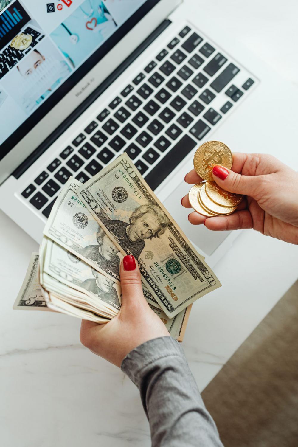 Finances - US Dollars and Bitcoins - Currency - Money Finances - US Dollars and Bitcoins - Currency - Money